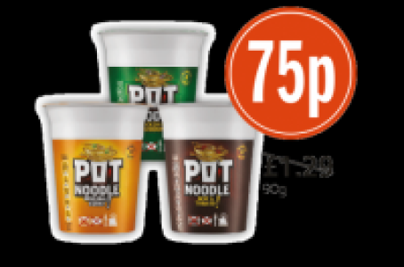 Budgens  Pot Noodle Orginal Curry, Beef & Tomato and Chicken & Mushro