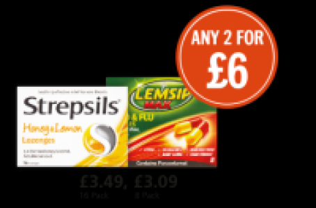 Strepsils Honey & Lemon and Lemsip Cold & Flu Capsules Max S
