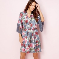 Debenhams  The Collection - Grey floral print satin dressing gown