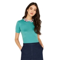 Debenhams  Oasis - Turquoise painted meadow collar knit