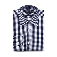 Debenhams  Osborne - Navy gingham shirt with extra-long sleeves and bod