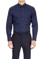 Debenhams  Burton - Cobalt blue slim fit cotton damask print shirt