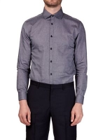 Debenhams  Burton - Charcoal slim fit double cuff diagonal dobby shirt