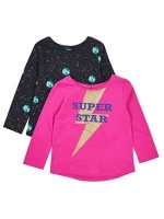 Debenhams  Outfit Kids - 2 pack girls pink and navy tops
