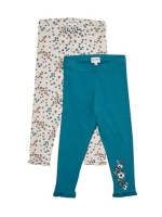 Debenhams  Outfit Kids - 2 pack girls grey floral leggings