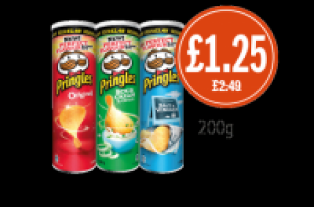 Pringles Original, Sour Cream & Onion and Salt & Vinegar £1.25