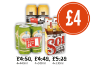 Budgens  Amstel Bier, Stowford Press Can and Sol Mexican Bier