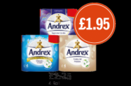 Andrex Classic Clean, Natural Pebble and Supreme Quilts £1.95
