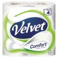 Asda Velvet Comfort 4 White Toilet Rolls