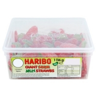Makro  Haribo Giant Sour Jelly Strawbs Tub of 120