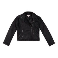 Debenhams  bluezoo - Girls black leatherette asymmetric biker jacket