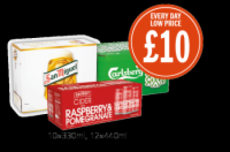 San Miguel, Smirnoff Cider Raspberry & Pomegranate and Carls £10.00
