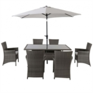 Homebase Mimosa Orleans Rattan 6 Seater Rectangular Garden Furniture Set