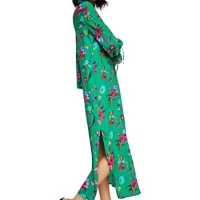 Debenhams  Mango - Green floral print Mia bow long sleeve midi dress