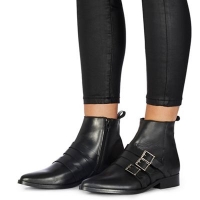 Debenhams  Faith - Black leather Bernie ankle boots