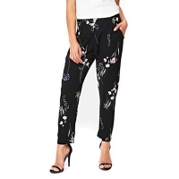 Debenhams  Wallis - Petite black floral trousers