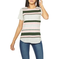 Debenhams  Dorothy Perkins - Khaki striped curve hem t-shirt