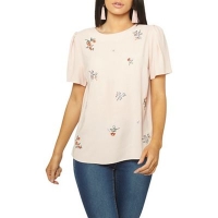 Debenhams  Dorothy Perkins - Blush floral embroidered t-shirt