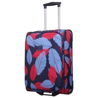 Debenhams  Tripp - Denim blue poppy Leaf cabin 2-wheel suitcase