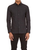 Debenhams  Burton - Black long sleeve oxford geometric print shirt