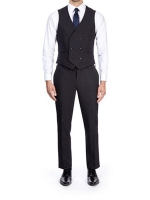 Debenhams  Burton - Dark grey slim fit mini textured suit waistcoat