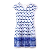 Debenhams  Yumi Girl - Girls blue elephant print tie waist dress