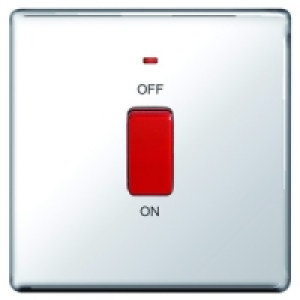 45A Cooker Switch 1 Gang Polished Chrome Screwless Flat Plat £26.99