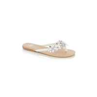 Debenhams  Oasis - White leather flower toe posts