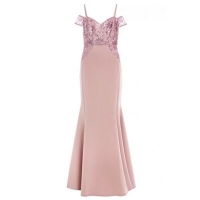 Debenhams  Quiz - Pale pink cold shoulder sequin embellished maxi dress