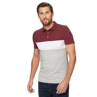 Debenhams  Red Herring - Red and grey striped muscle fit polo shirt