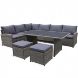 Homebase Marquee Matara Rattan Effect 7 Seater Corner Garden Sofa Set