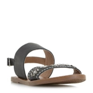 Dune - Black Luma slingback stud and diamante flat sandals £24.00