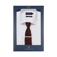 Debenhams  Osborne - White textured striped tailored fit shirt with tie