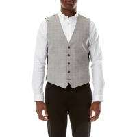 Debenhams  Burton - Grey linen blend check waistcoat