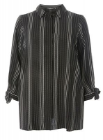 Debenhams  Dorothy Perkins - Curve black striped tie sleeve shirt