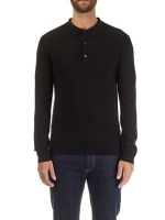 Debenhams  Burton - Black weave knitted polo shirt