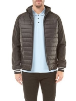 Debenhams  Burton - Black hooded padded jacket with neoprene sleeves