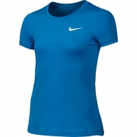 InterSport Nike Girls Pro Cool Short Sleeve Blue T-Shirt