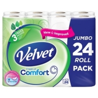 Makro Velvet Velvet Comfort White Bathroom Tissue 24 Rolls