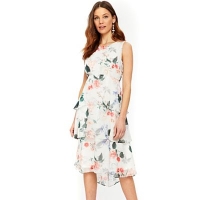 Debenhams  Wallis - Ivory floral tiered fit and flare dress