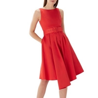 Debenhams  Coast - Red cotton Isabelle belted fit and flare dress