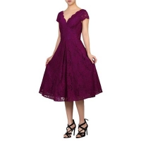 Debenhams  Jolie Moi - Dark purple cap sleeves scalloped lace dress