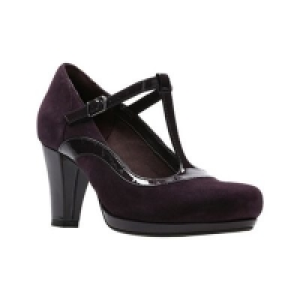 Clarks - Aubergine Chorus Pitch T-bar shoes