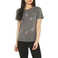 Debenhams  Dorothy Perkins - Petite grey floral print t-shirt