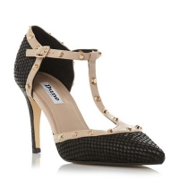 Debenhams  Dune - Black Cliopatra studded t-bar court shoe