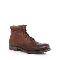 Debenhams  Jack & Jones - Brown leather Justin lace up boots