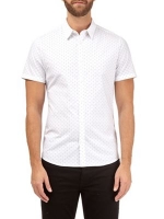 Debenhams  Burton - White short sleeve dot stretch shirt