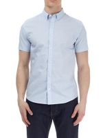 Debenhams  Burton - Teal blue short sleeve floral shirt