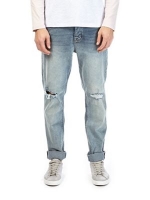 Debenhams  Burton - Mid blue salt and pepper ripped slim fit jeans
