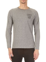 Debenhams  Burton - Grey grindle long sleeve raglan t-shirt with chest 